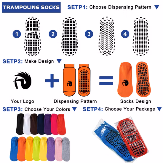 Custom Logo Jump Socks Anti Slip Playground Trampoline Socks