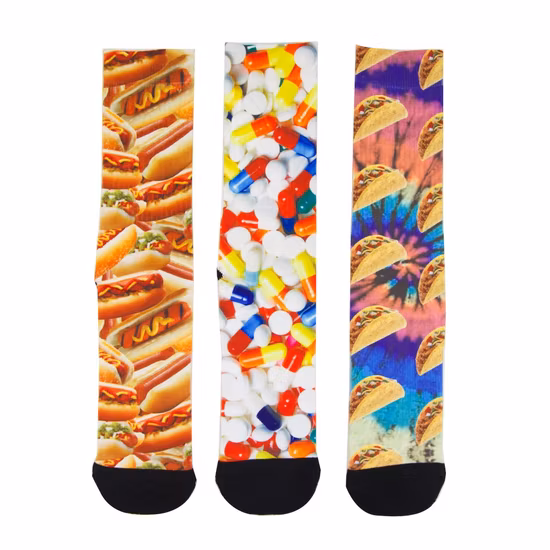 Chaussettes d'impression par sublimation en coton polyester personnalisé pour homme en gros unisexe